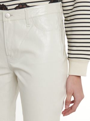 Kožené džínsy s rovným strihom s vysokým pásom J Brand biela