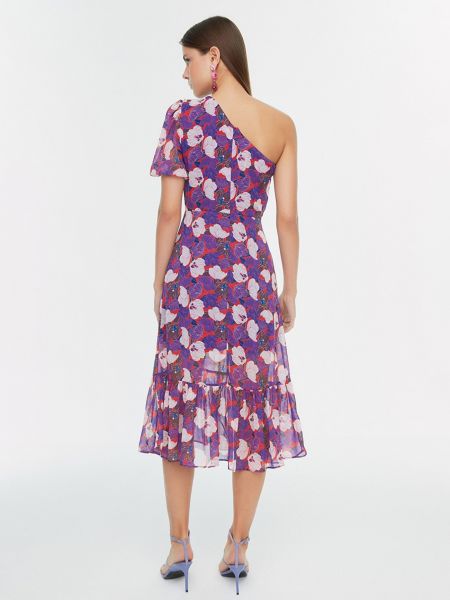 Květinové šaty Trendyol fialové