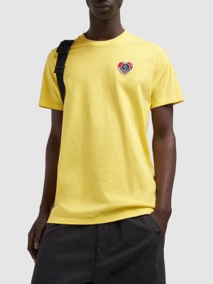 T-shirt di cotone in jersey Moncler giallo
