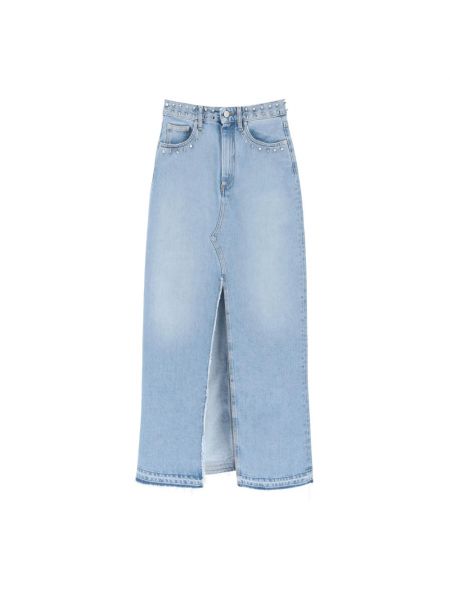 Spódnica jeansowa z ćwiekami Alessandra Rich niebieska