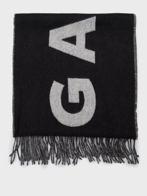 Жакардовий вовняний шарф Gant чорний