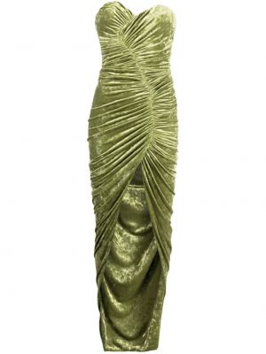 Žametna večerna obleka iz rebrastega žameta Alexandre Vauthier zelena