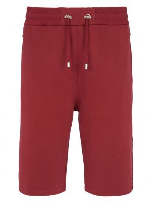 Bombažne kratke hlače Balmain rdeča