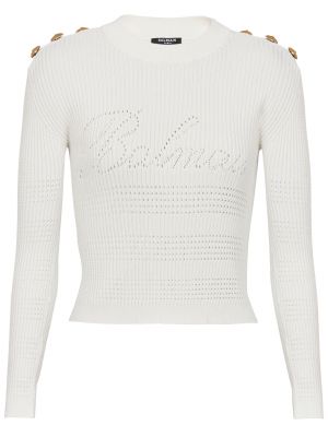 Белый пуловер Balmain
