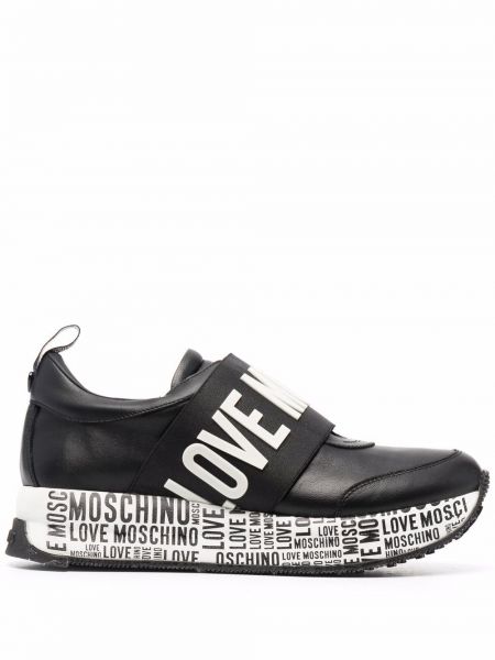 Skli på trykt slip-on sneakers Love Moschino svart