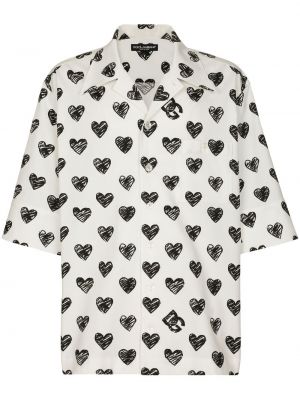 Риза с принт със сърца Dolce & Gabbana бяло