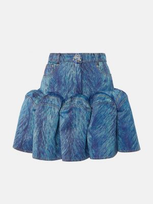 Украшенная мини-юбка с меховым принтом Area синий