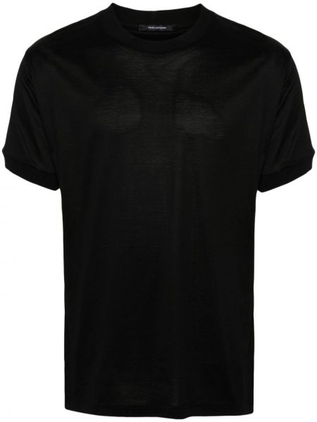 Βαμβακερή μπλούζα με στρογγυλή λαιμόκοψη Tagliatore μαύρο