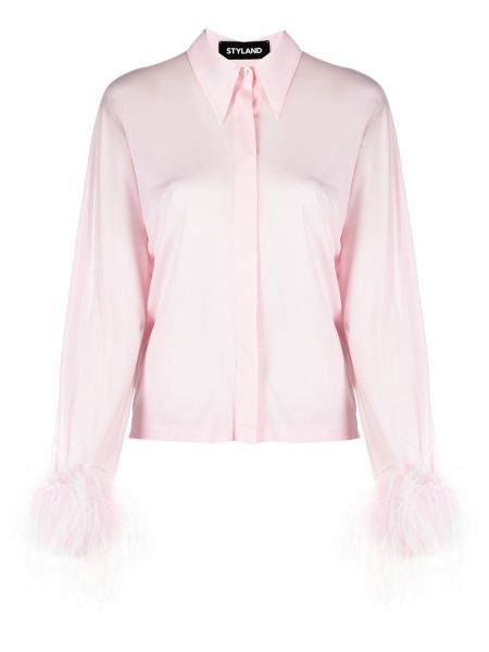 Camisa con plumas con apliques de plumas Styland rosa