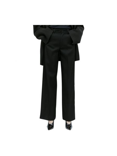 Szerokie spodnie wełniane Jil Sander czarne