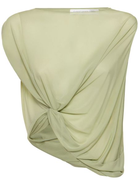 Jersey top brez rokavov z draperijo Christopher Esber zelena