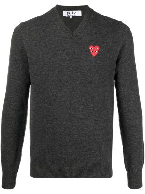 Jersey de tela jersey con corazón Comme Des Garçons Play gris