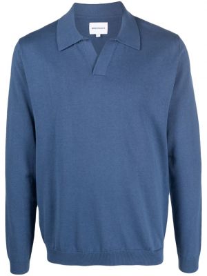 Pletený sveter s výstrihom do v Norse Projects modrá
