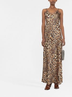 Maksi kleita ar apdruku ar leoparda rakstu Rabanne brūns