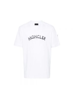 Koszulka bawełniana z nadrukiem Moncler biała