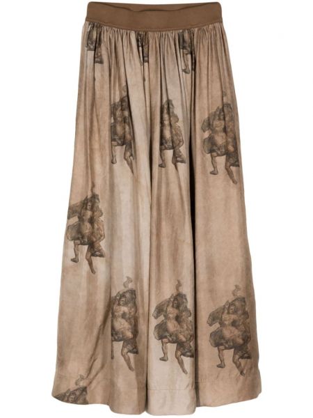 Suknja s printom Uma Wang smeđa