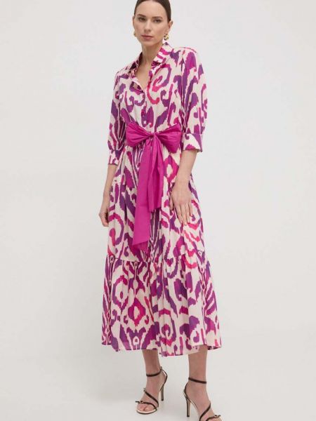 Pamučna maksi haljina Luisa Spagnoli ružičasta