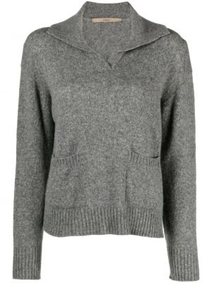 Пуловер с v-образно деколте Nuur сиво