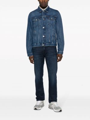 Haftowana kurtka jeansowa bawełniana Tommy Hilfiger niebieska