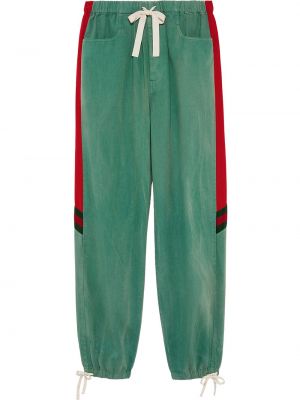 Pantalones de chándal con cordones Gucci verde