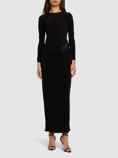 Džerzej dlouhé šaty Giorgio Armani čierna