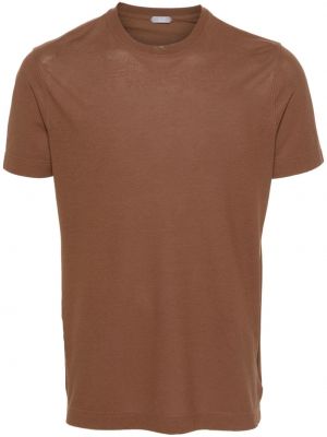Bavlnené tričko Zanone hnedá