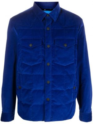 Пухена риза с пера Moncler Grenoble синьо