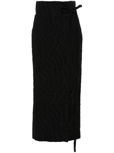 Midi sukně s oděrkami Tela černé
