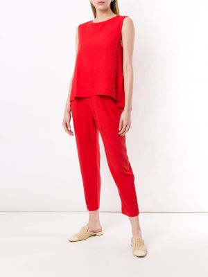 Plisované lněné kalhoty Lenny Niemeyer červené