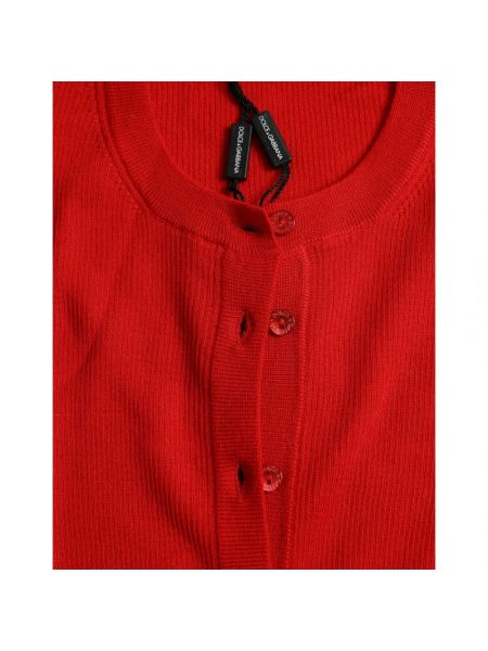 Cárdigan con botones de cachemir con estampado de cachemira Dolce & Gabbana rojo