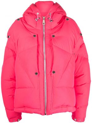 Péřová bunda na zip s kapucí Khrisjoy růžová