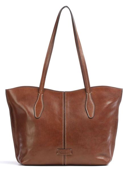 Кожаная сумка шоппер Giudi коричневая