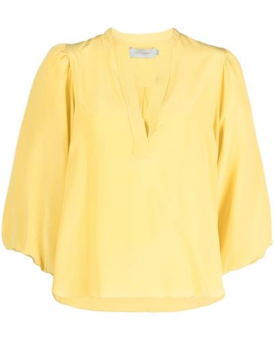 Blusa de seda con escote v Silvia Tcherassi amarillo