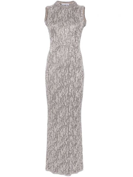 Πλεκτή μάξι φόρεμα με παγιέτες Acne Studios γκρι