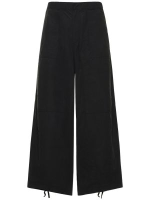 Bavlněné kalhoty z nylonu relaxed fit Ten C černé