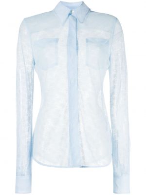 Camicia trasparente a maniche lunghe di pizzo Victoria Beckham blu