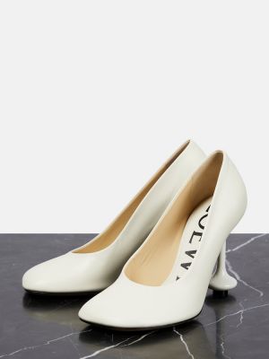 Кожени полуотворени обувки Loewe бяло