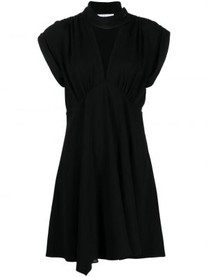 Koktejl obleka z v-izrezom z draperijo Iro črna