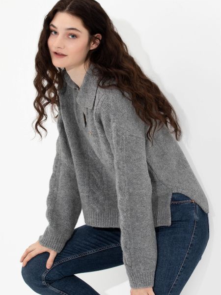 Меланжевий пуловер U.s. Polo сірий