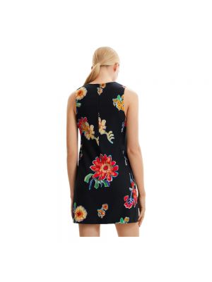 Mini vestido sin mangas con cremallera de flores Desigual negro