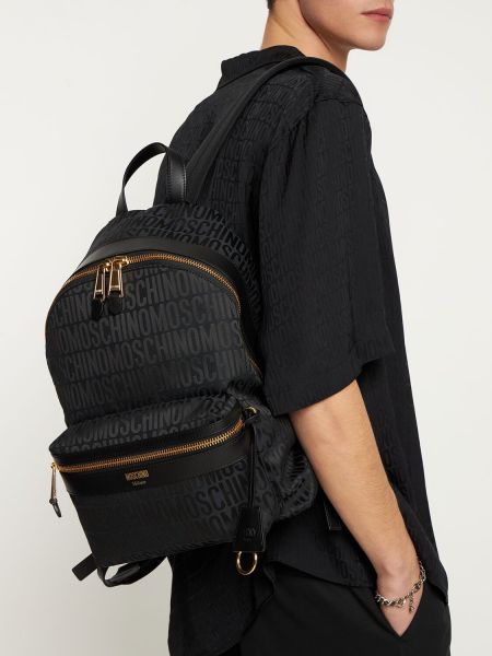 Nylonowy plecak żakardowy Moschino czarny