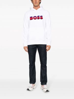 Bluza z kapturem z nadrukiem gradientowa Boss biała