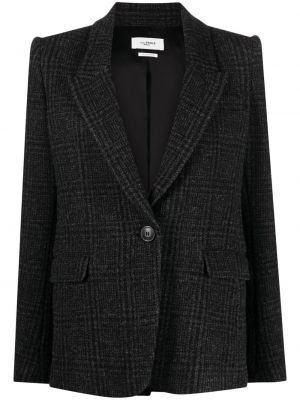 Sjekket ull lang blazer Isabel Marant étoile grå