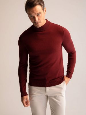 Slim fit džemperis ar augstu apkakli Defacto sarkans