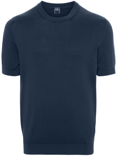 Bavlněné tričko Fedeli modré