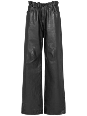 Oversized δερμάτινο παντελόνι σε φαρδιά γραμμή Balenciaga μαύρο