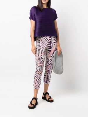 Pantalones con estampado geométrico plisados Pleats Please Issey Miyake violeta