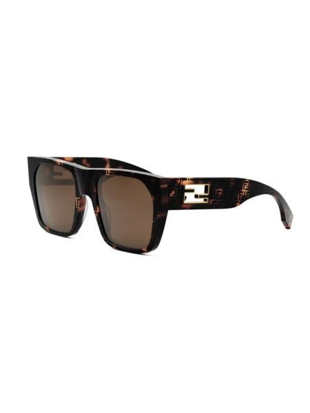 Okulary przeciwsłoneczne w geometryczne wzory oversize Fendi brązowe