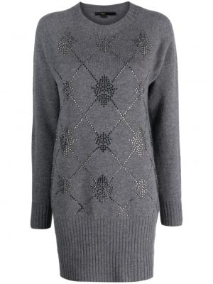 Křišťálové pletené šaty s argylovým vzorem Seventy šedé