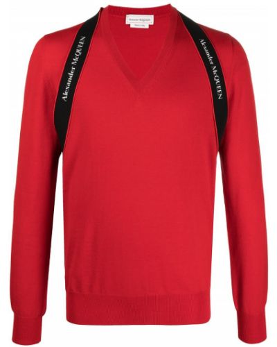 Jersey con escote v de tela jersey Alexander Mcqueen rojo